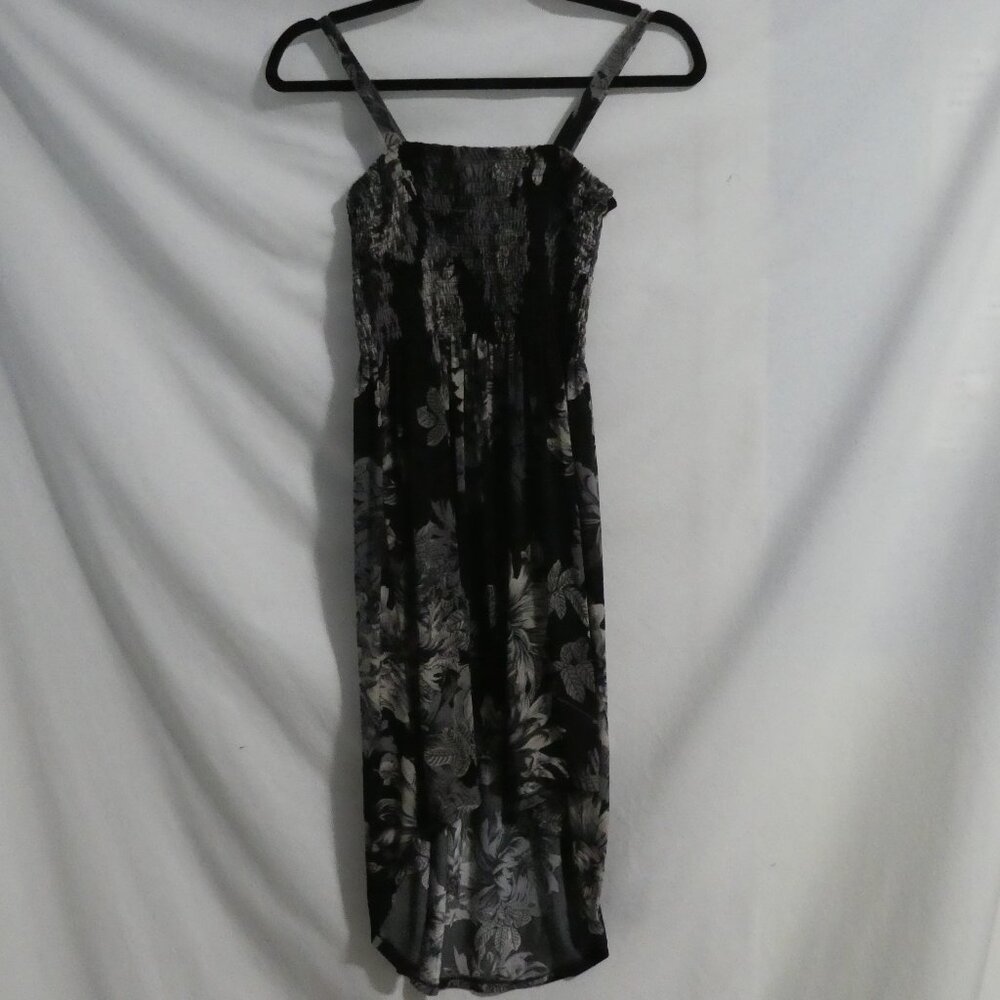 CANDY COUTURE | medium | Black and Grey Spaghetti Strap High Low Dress